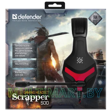 Наушники Defender Scrapper 500 (черный/красный) картинка 9